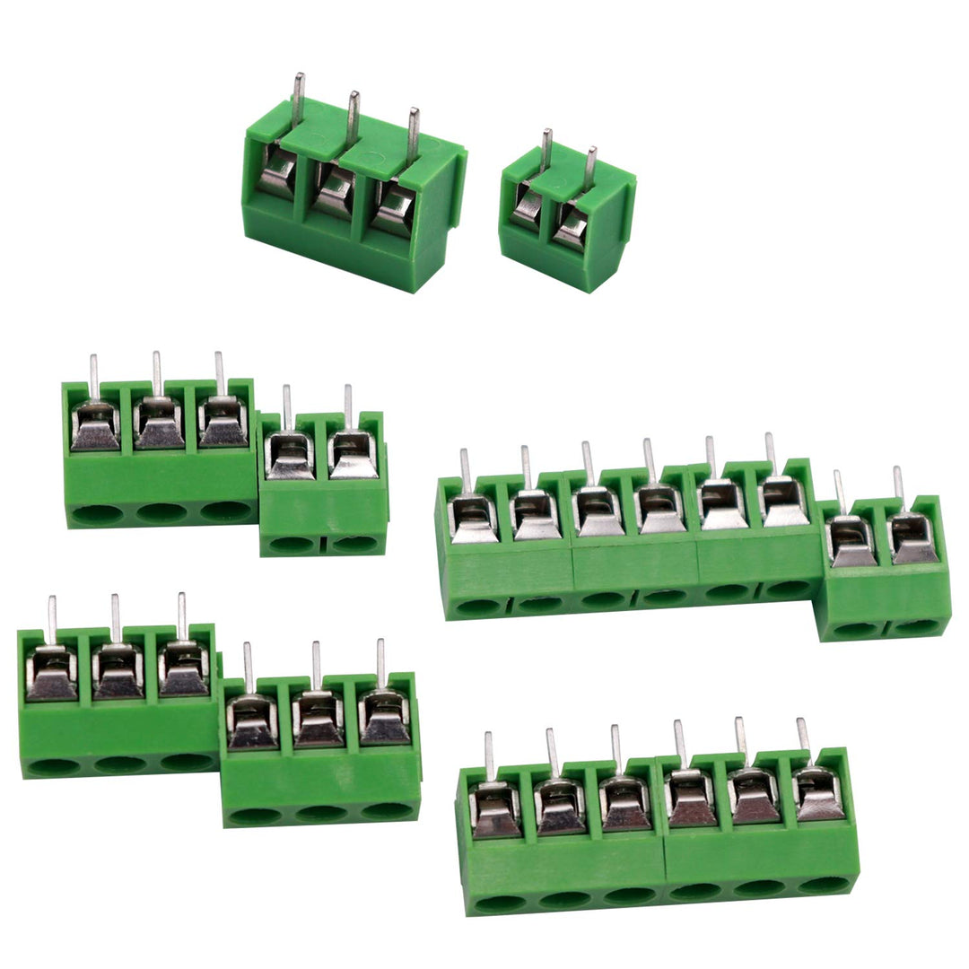 /60pcs 2 Pin &amp; 3 Pin 5mm/0.2inch Pitch PCB Mount Screw Terminal Block Connector (Can be spliced) TN-T03G