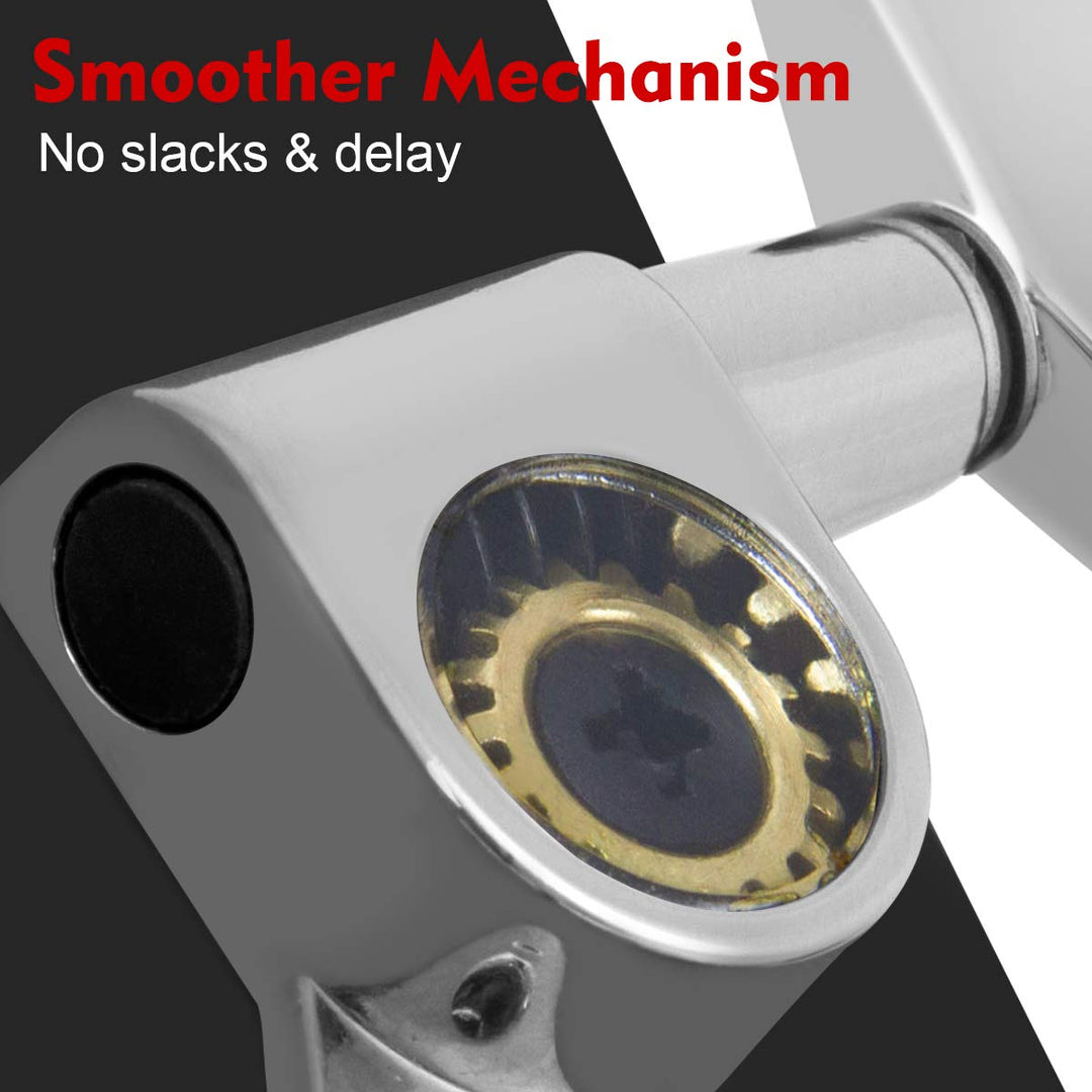 Guitar Tuning Pegs, Tuners Machine, 18:1 3L3R, Tuner Keys Heads, Closed Chrome for Acoustic Electric Guitars Luthier DIY Repair (Big Ellipse)