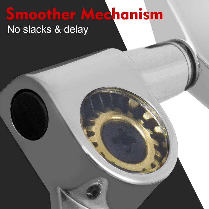 Guitar Tuning Pegs, Tuners Machine, 18:1 3L3R, Tuner Keys Heads, Closed Chrome for Acoustic Electric Guitars Luthier DIY Repair (Big Ellipse)