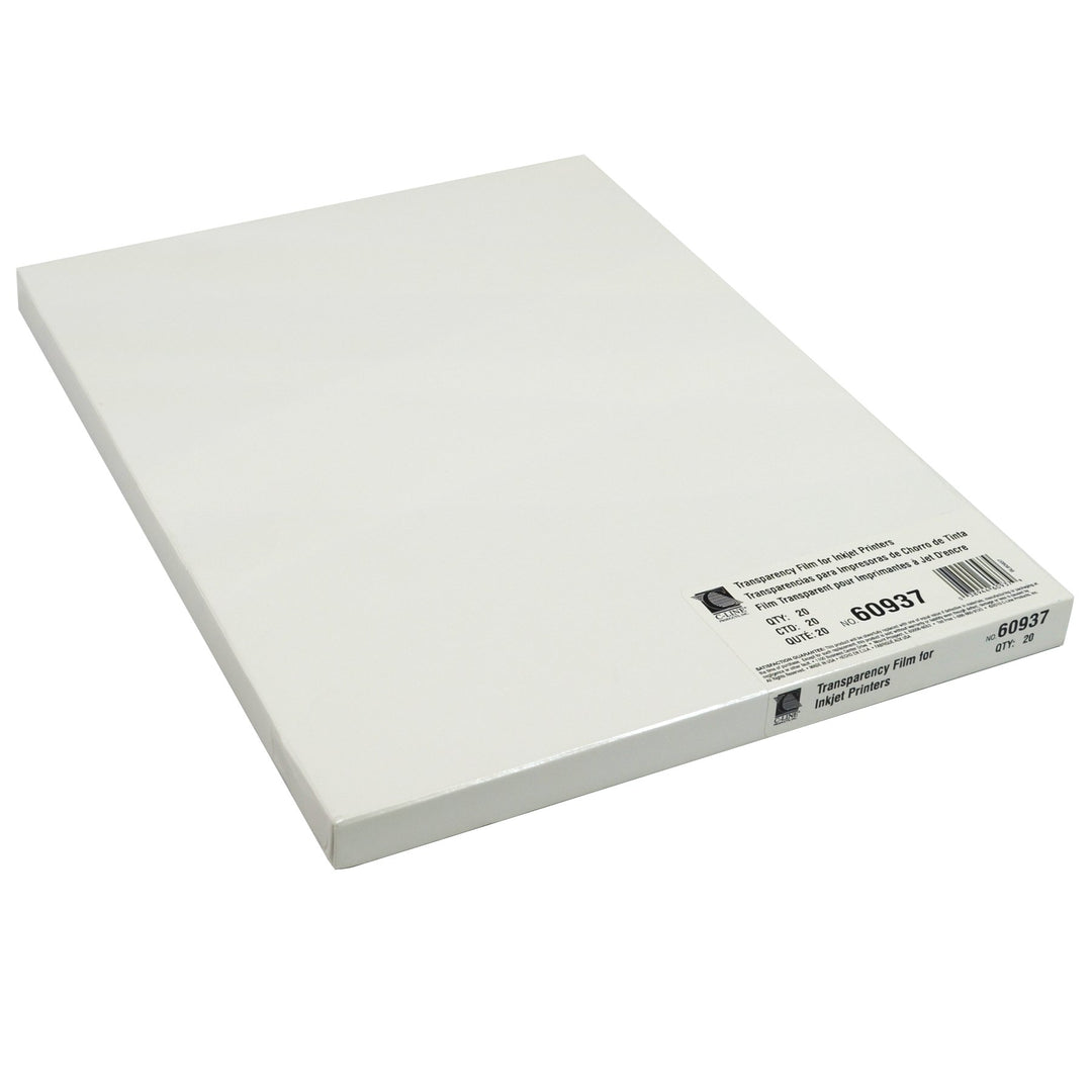 Transparency Film for Inkjet Printers, Clear, 8.5 x 11 Inches, 20 Sheets per Box (60937)