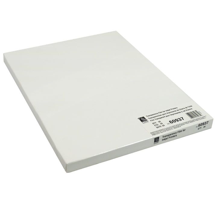 Transparency Film for Inkjet Printers, Clear, 8.5 x 11 Inches, 20 Sheets per Box (60937)