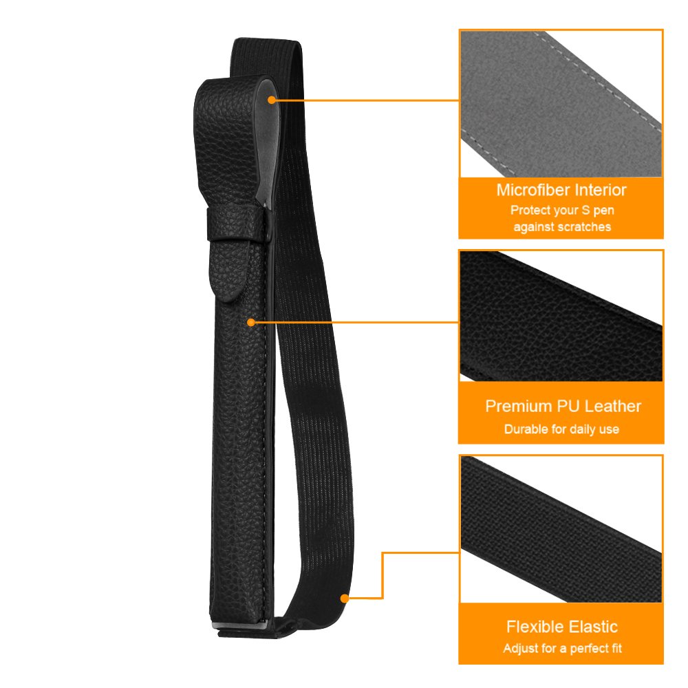 S Pen Holder for Samsung S Pen (PX510/PX710/PT870), Premium Vegan Leather Cover Sleeve Pouch Compatible with Galaxy Tab S9 Ultra/S9 FE+/S9+/S9 FE/S9/S8 Ultra/S8+/S8/S7 FE/S6 Lite, Black