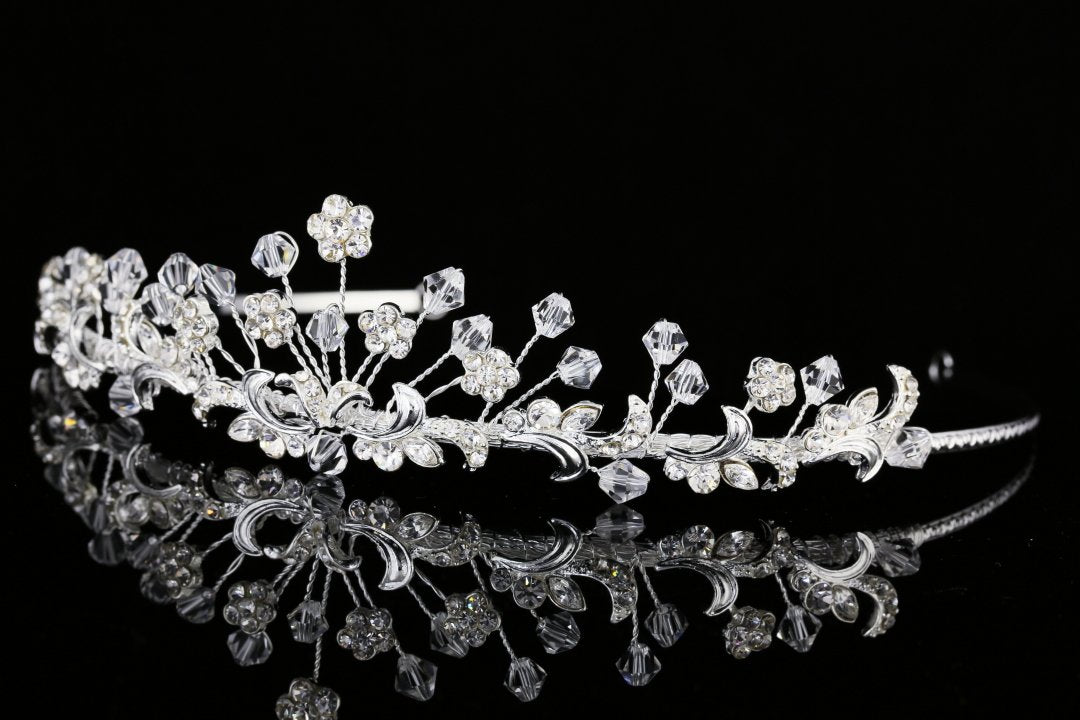 Handmade Bridal Flower Rhinestone Crystal Prom Wedding Crown Tiara T948