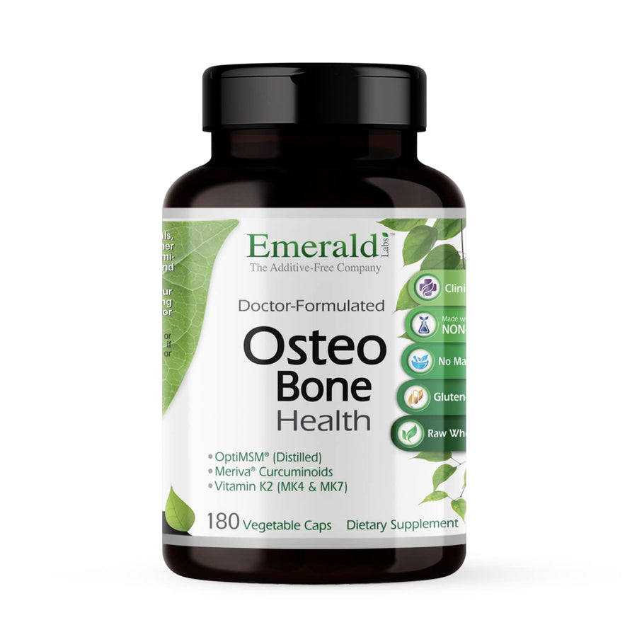 Osteo Bone Health - Immune Support & Bone & Joint Supplement with Vitamin D3, K2, Calcium, Magnesium, OptiMSM, Meriva Phytosome & More - 180 Vegetable Capsules