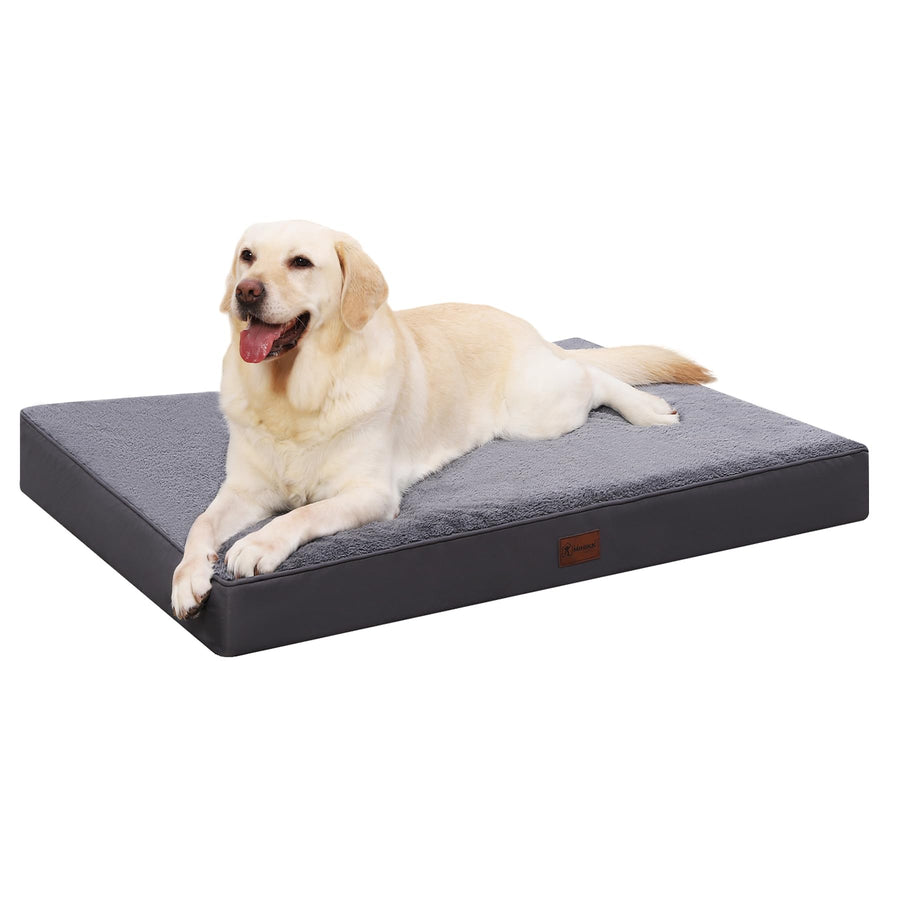 Waterproof Dog Bed Medium Size Dog Orthopedic Dog Beds for Crate with Removable Washable Cover Egg-Crate Foam Pet Pad Mat with Anti-Slip Bottom, 35x22 Inch, Grey