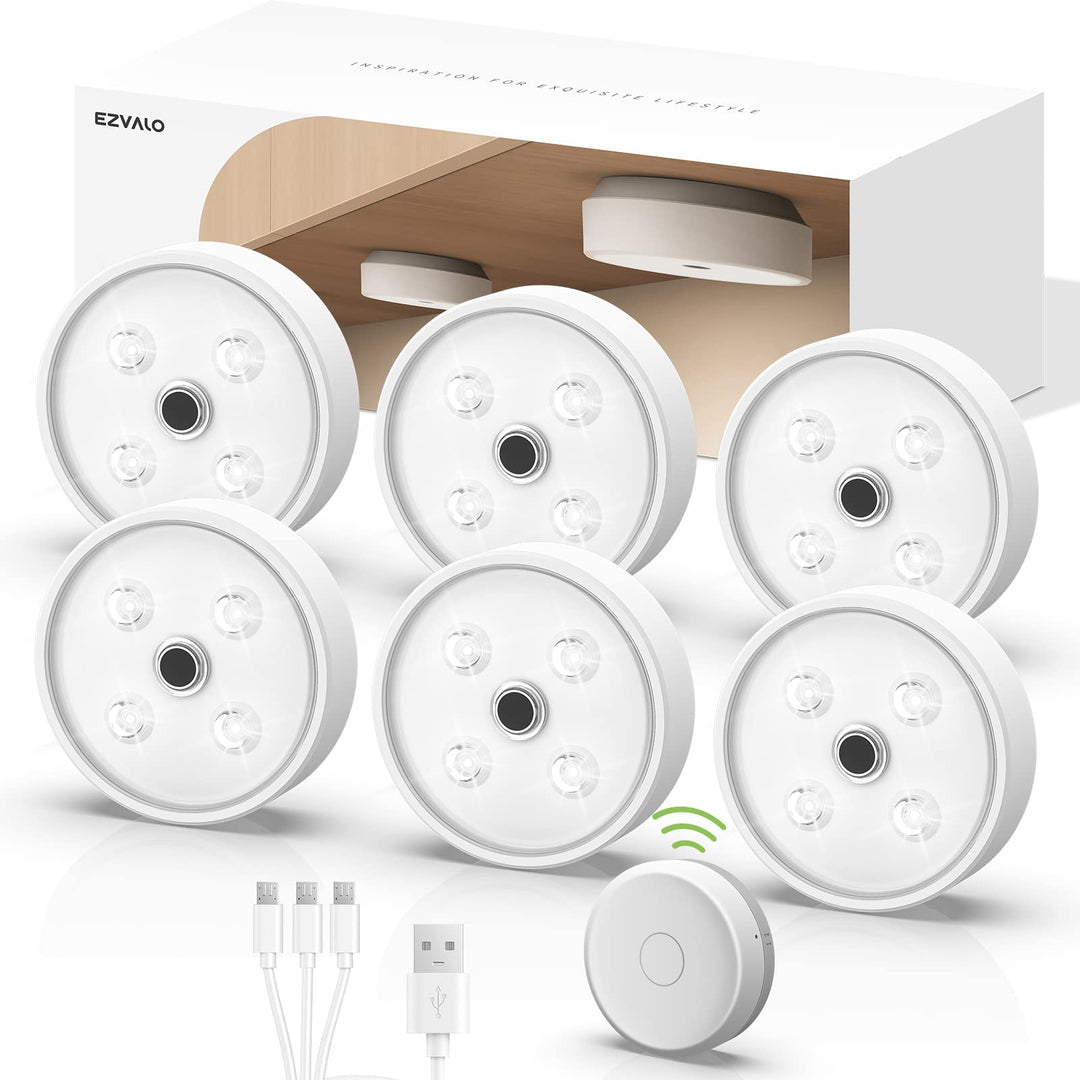 EZVALO Motion Sensor Under Cabinet Light, 1500mAh Rechargeable Battery, Ultra-Thin Aluminum Body, 10mm Thick, Magnets Integrated, Auto & Always-On/Off Modes, Touch Control & Dimming