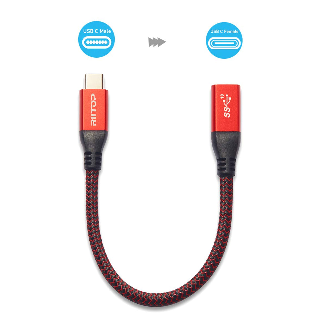 USB C Extension Cable Short, USB-C Male to Female Extender Braided Cord for Nintendo Switch, MacBook Pro 7.8inch (Thunderbolt 3 Compatible)