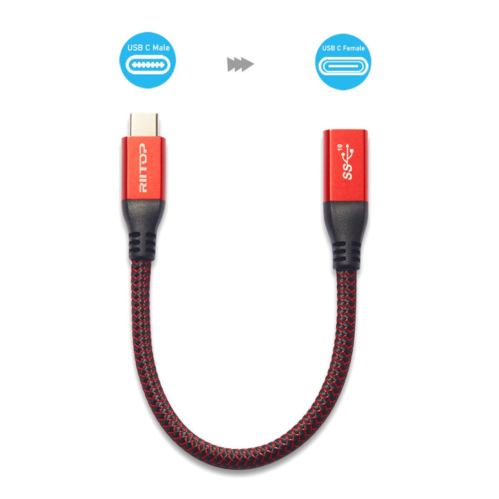 USB C Extension Cable Short, USB-C Male to Female Extender Braided Cord for Nintendo Switch, MacBook Pro 7.8inch (Thunderbolt 3 Compatible)