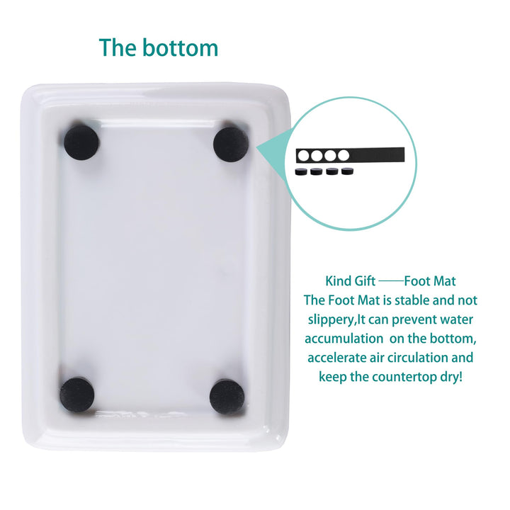 2 PCS Ceramic Soap Tray, Vanity Tray, Bathroom Organizer Countertop for Candle &amp; Jewelry Ring &amp; Perfume &amp; Shampoo, Small Rectangle, Color White