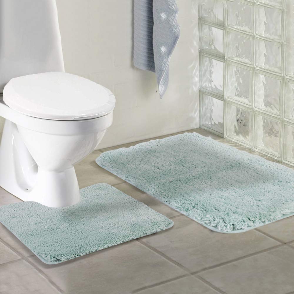 Shaggy 2 Piece Bath Rug Sets (Taupe Grey) 20 x 24 U Shape Contour Rug &amp; 20 x 32 Bathroom Rug Machine Wash/Dry Bath Mats for Bathroom Plush Absorbent Bathroom Rugs and Mats Set Non Slip