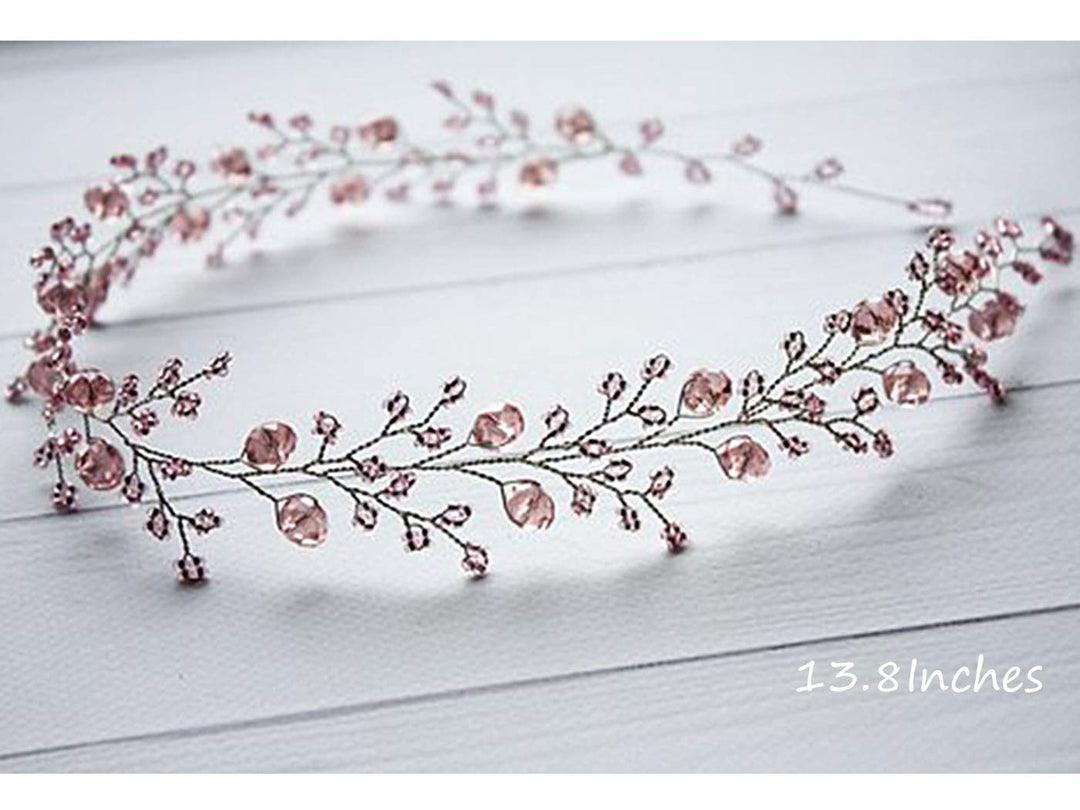 Bride Wedding Hair Vine Accessory Hair Piece Beaded Bridal Headpiece for Women and Girls (Purple)