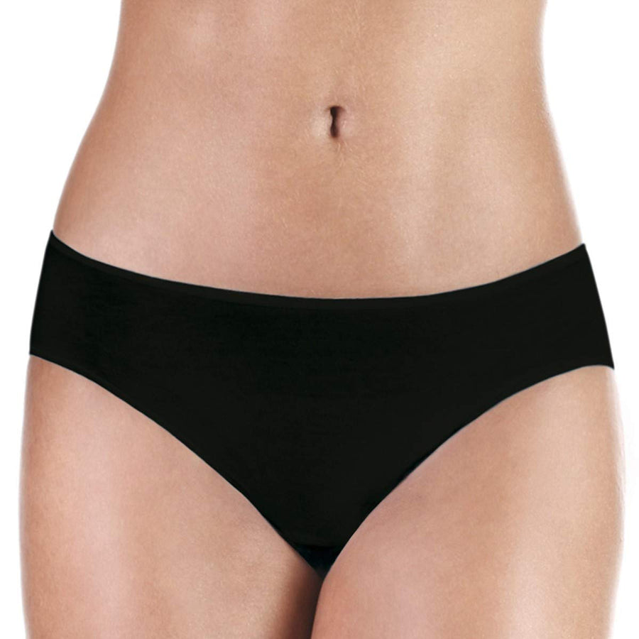 Washable Urinary Incontinence Bikini Underwear for Women with Front Absorbent Area (Black, Large)