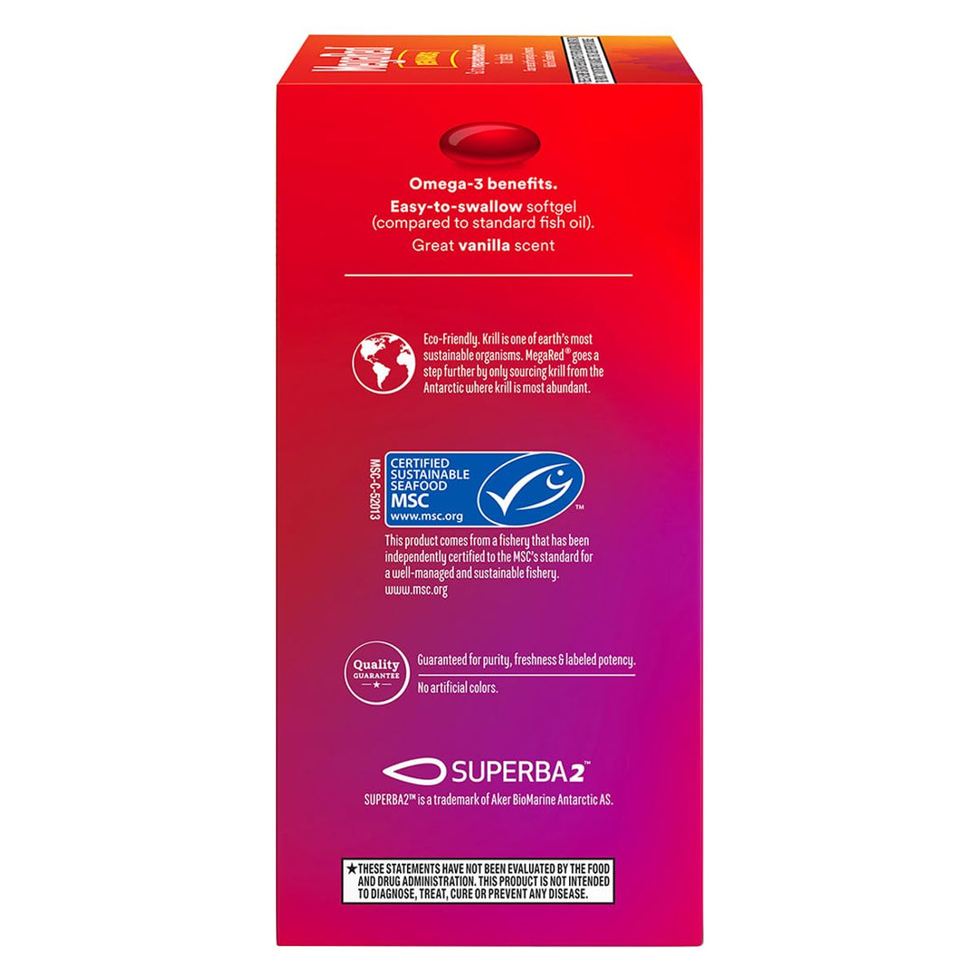 MegaRed Omega-3 Krill Oil 350mg Softgels, (120 Count in a Bottle), EPA & DHA Omega-3 Fatty Acids with No Fishy Aftertaste Unlike Fish Oil, Contains Antioxidant Astaxanthin