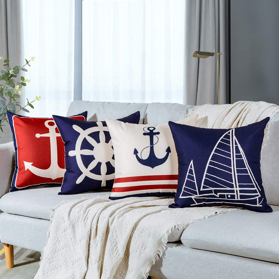 JOTOM Nautical Anchors Throw Pillow Covers 20 x 20 Inch