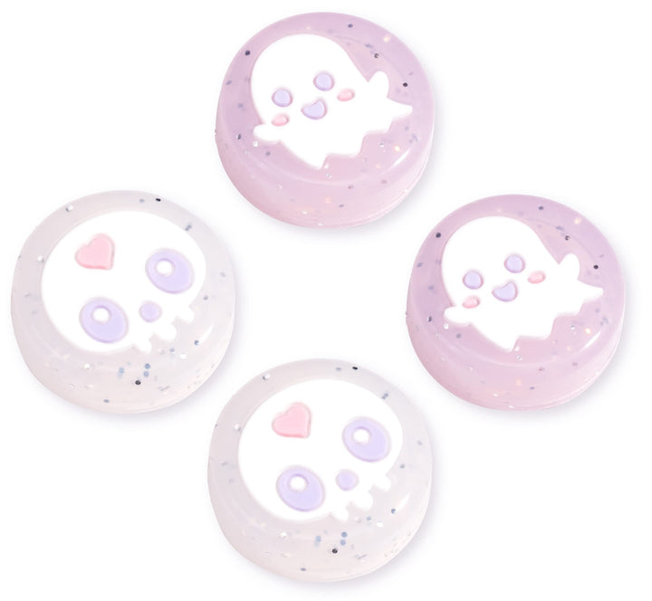 BelugaDesign Ghost Thumb Grips | Halloween Gothic Clear Jelly Glitter Joystick Grip Button Caps | Compatible with Nintendo Switch Standard Lite OLED