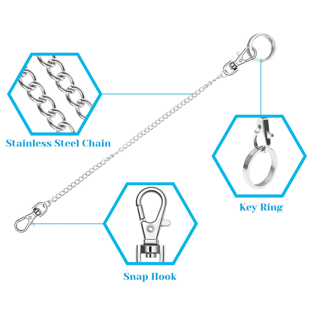 anezus 3pcs Belt Chain, Pocket Chain, Chains for Wallet