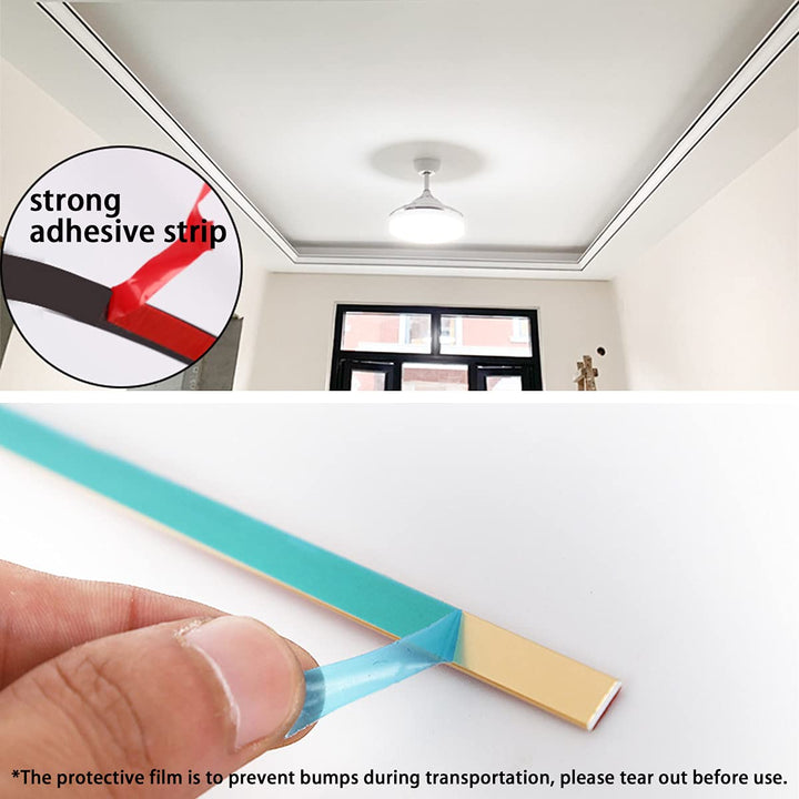 Flexible Molding &amp; Wall Trim | Peel and Stick Design | Ceiling, Floor, Mirror, Corner, Wardrobe, Cabinet and Auto Trim, 16.4 ft x 0.26 inch
