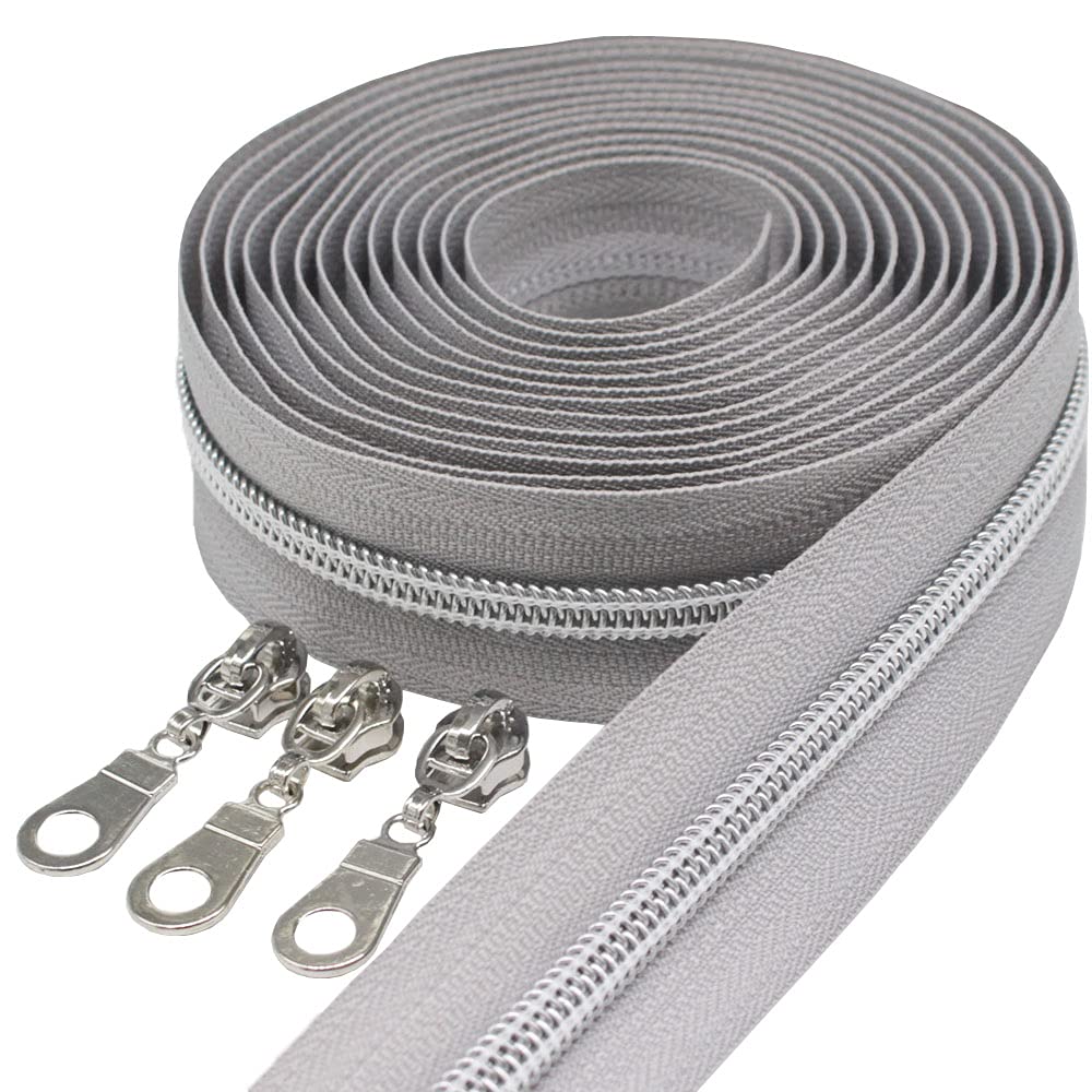 MebuZip #5 Silver Metallic Nylon Coil Zippers by The Ya