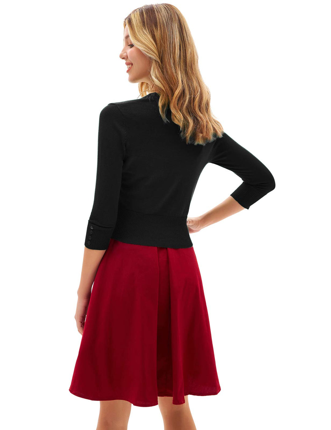 GRACE KARIN Women&#39;s Cropped Cardigan 3/4 Sleeve