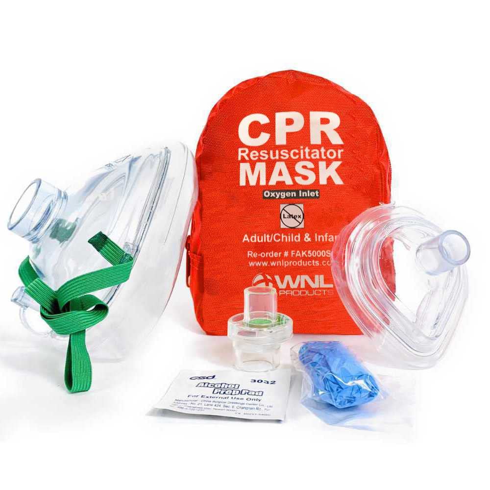 CPR Rescue Mask, Adult/Child &amp; Infant Pocket Resuscitator, Soft Case Kit with Belt Clip