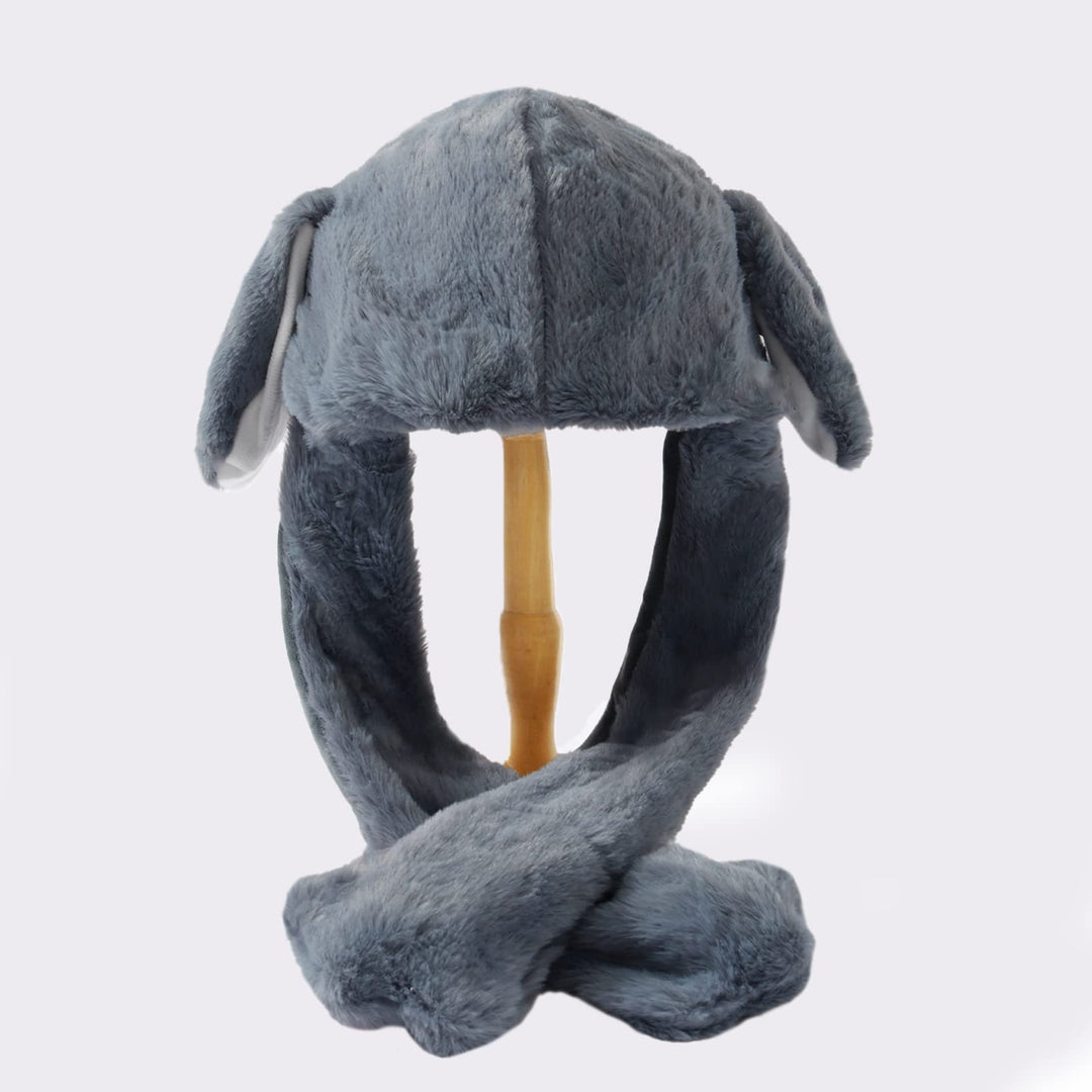 Bunny Hat with Moving Ears for Women, Gray Rabbit