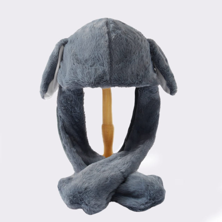 Bunny Hat with Moving Ears for Women, Gray Rabbit