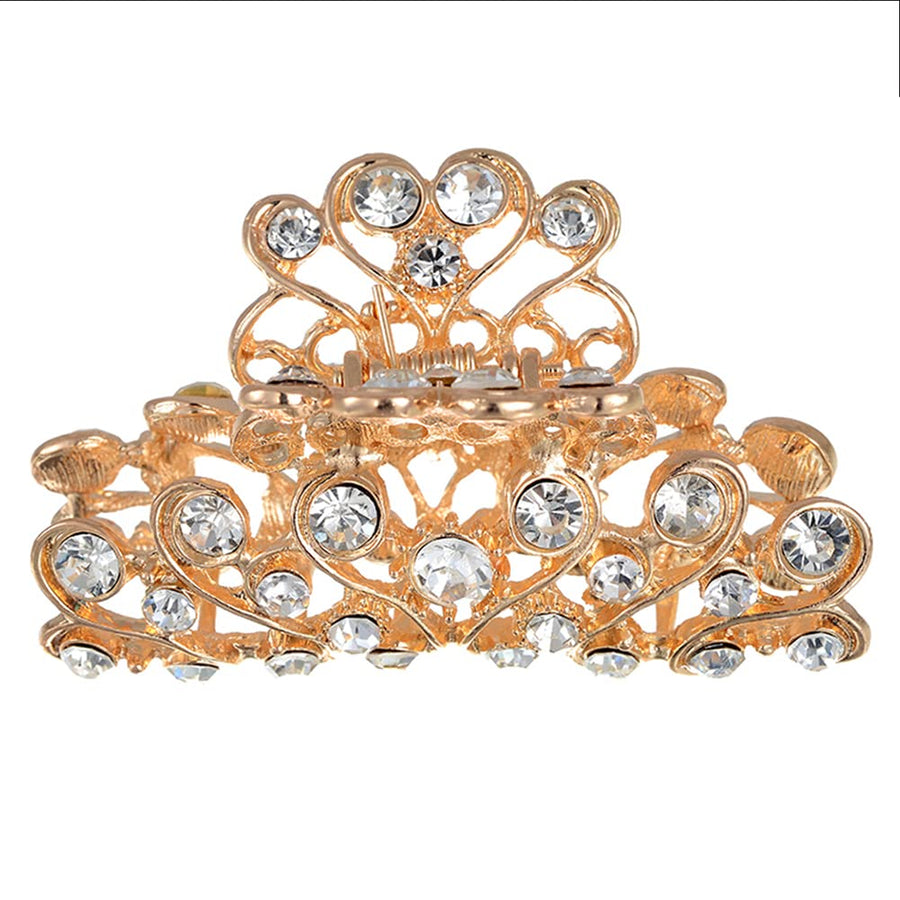 Gold Diamante Hair Claw Clip Grip Pink Crystal Bridal Party Prom New