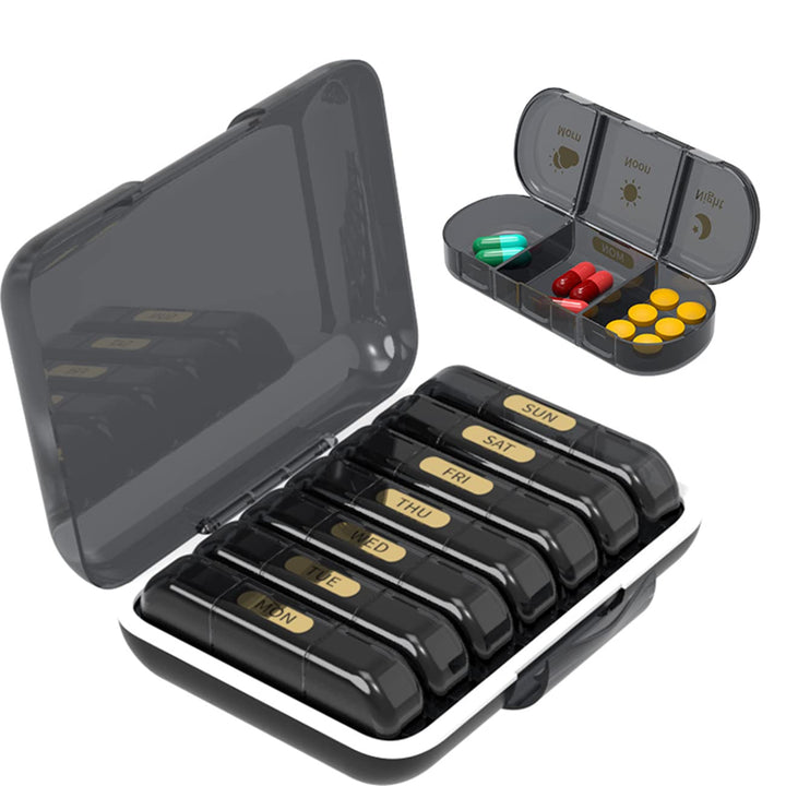 Fascino Selection Pill Organizer 3 Times a Day Weekly Pill Organize Large Travel Pill Box 7 Days Medicine Organizer Solid Pill Case Pill Box Organizer Container
