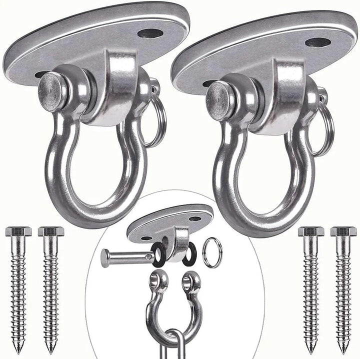 Set of 2 Permanent Antirust Stainless Steel 304 Heavy Duty Swing Hangers, 2000LB Capacity, Yoga Hammock Chair Sandbag, Swing Sets, 180° Swing(No Screws)