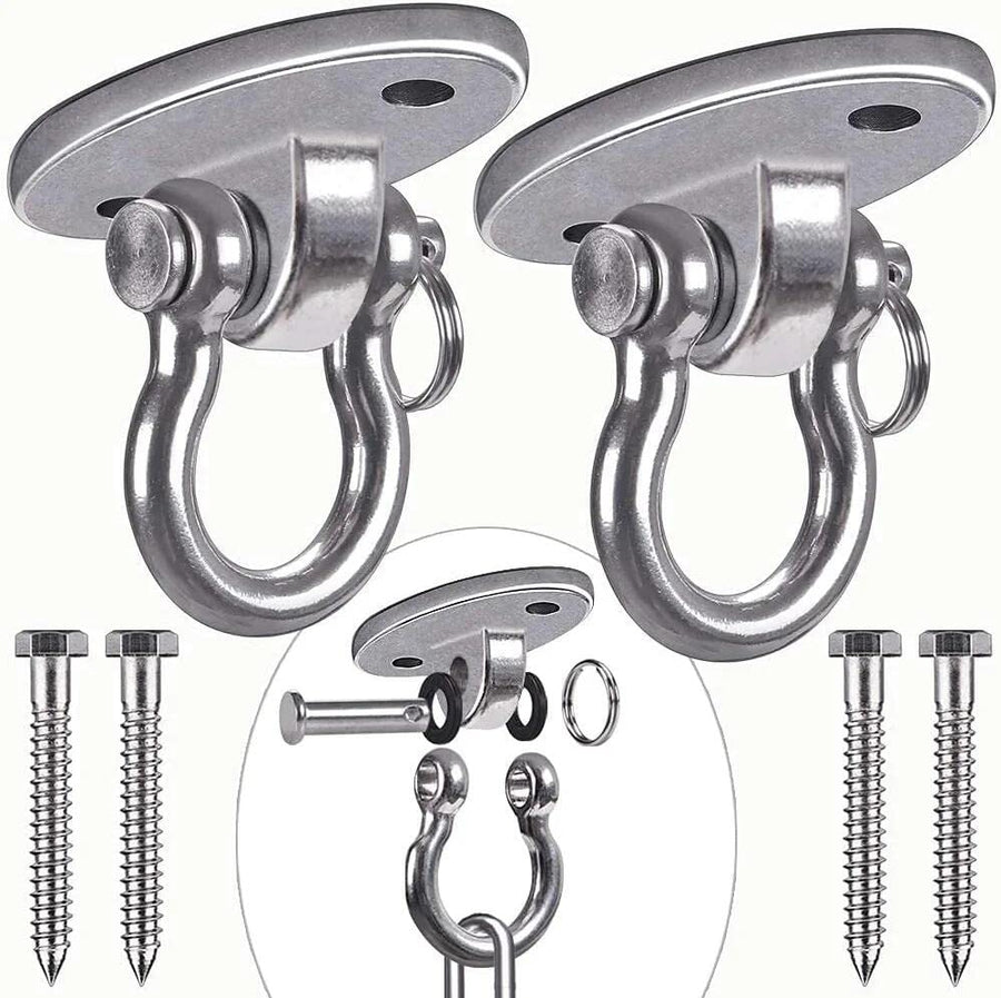 Set of 2 Permanent Antirust Stainless Steel 304 Heavy Duty Swing Hangers, 2000LB Capacity, Yoga Hammock Chair Sandbag, Swing Sets, 180° Swing(No Screws)