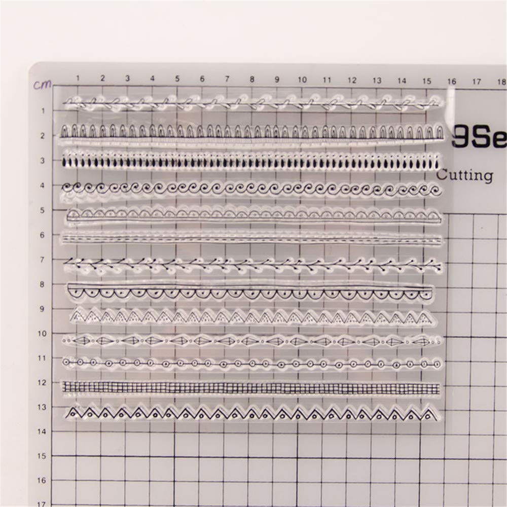 Different Types Lines Waves Plaid Leaves Lines Borders Stamps Rubber Clear Stamp Decorative Card Making Clear Stamps