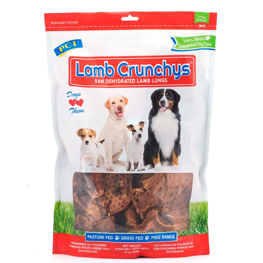 Pet Center Inc. Lamb Crunchys Raw Dehydrated Lamb Lungs Dog Treats, 16 Ounce Pack, LAM-016MC