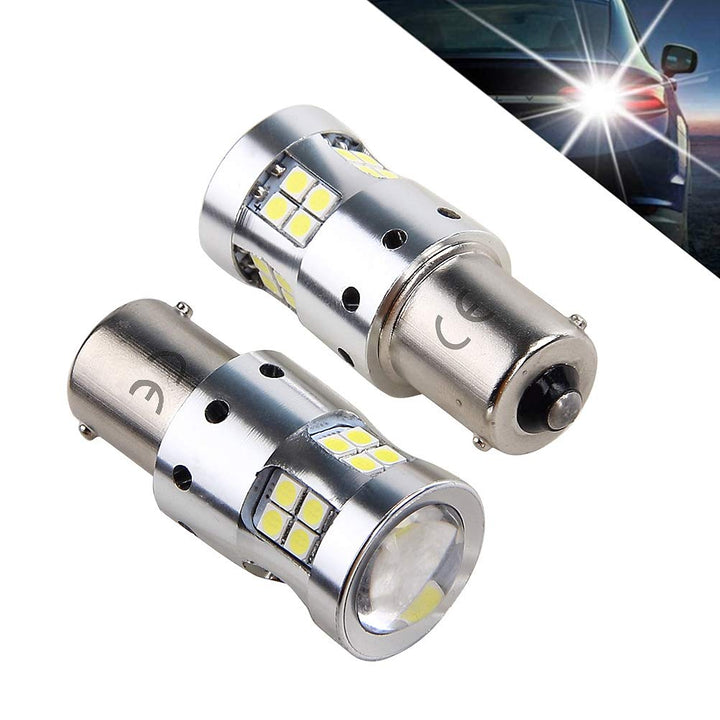 1156 LED Bulbs Ba15s P21w 5008 7506 LED Light Bulbs Replacement 1500 Lumens, With Projector Lens. for Backup Reverse Light Bulb Tail Light 6000K White, 2-Pack.