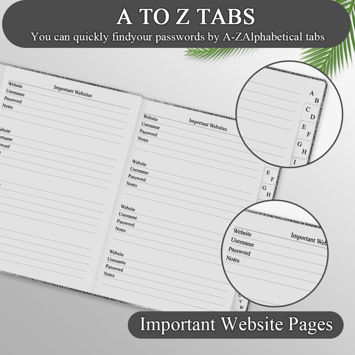 Telephone and Address Book with Tabs 4.5 x 6 Address Book Hardcover with Birthday, Address, Phone Numbers, Websites Password. Address Notebook for Home or Office, Black