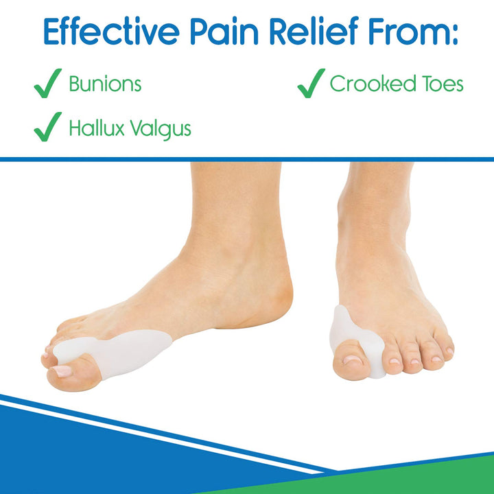 Bunion Pads and Toe Separator By Envelop (Two-Pack) - Best Dual Action Protector Treatment - Gel Bunion Pads and Toe Straightener - Vive Guarantee