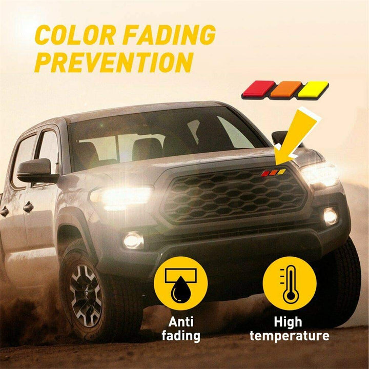 Tri-Color Grille Badge Emblem Grill, 3 Color Grille Badge Grill Emblem with Mounting Tools Fit for 4Runner Tundra