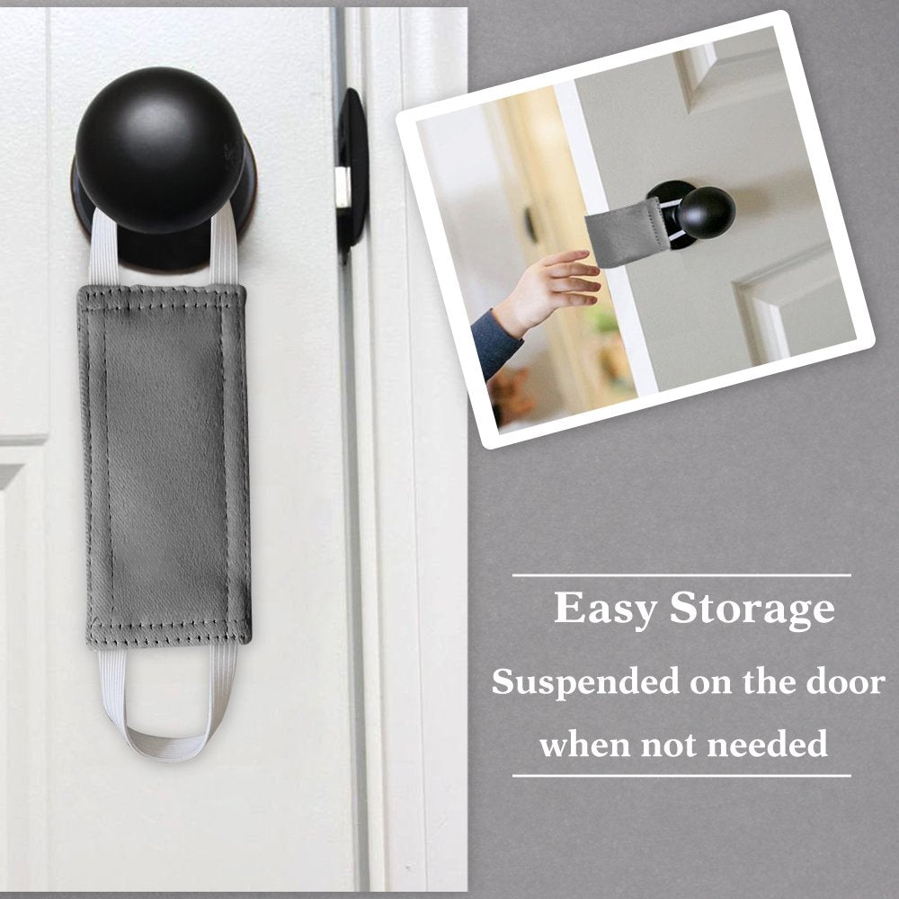 Nursery Door Cushion for Silence - Door Jammer Closer Latch Cover Solid with Strong Elastic Straps Door Covers for Universal Fits, Set of 3, 5.5x3.5 inches, Black