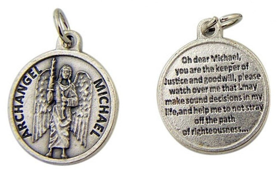 Silver Toned Base Saint Anthony Medal with Prayer Protection Pendant, 3/4 Inch