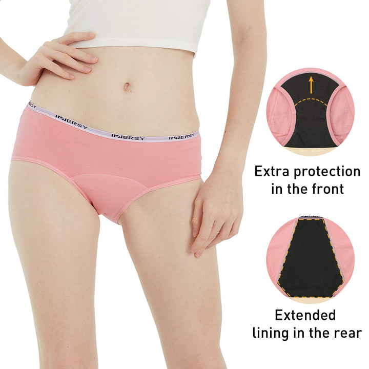 Big Girls&#39; Period Panties Menstrual Underwear for First Period Starter 3-Pack(Brights,L(12-14 yrs))