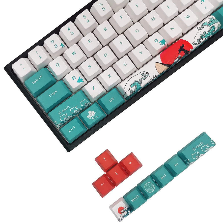 Custom Keycaps-Keycaps 60 Percent, Suitable for GK61/GK64/RK61/Anne/GH60 /ALT61 Mechanical Keyboards, 71 Key Set, OEM Profile PBT Keycaps (Coral Sea Keycaps)