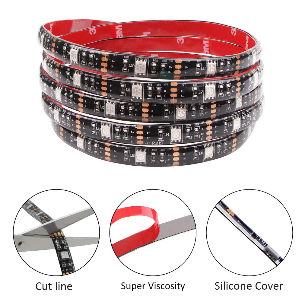 Led Strip Lights Battery Powered RGB Led Lights Strip with Mini Controller Waterproof Led Strip Rope Lights Battery Led Lights Multi Color Changing Lights 2M 6.56ft