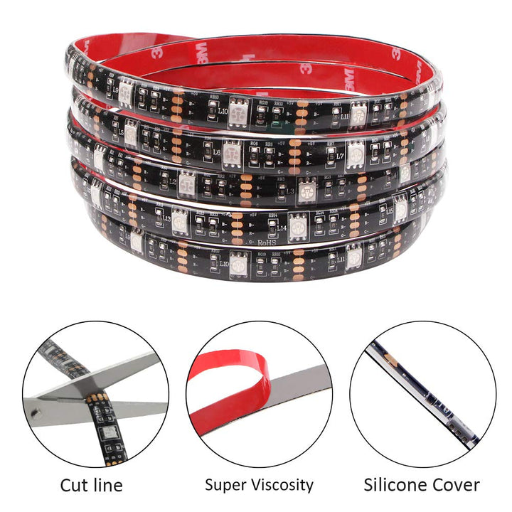 Led Strip Lights Battery Powered RGB Led Lights Strip with Mini Controller Waterproof Led Strip Rope Lights Battery Led Lights Multi Color Changing Lights 2M 6.56ft