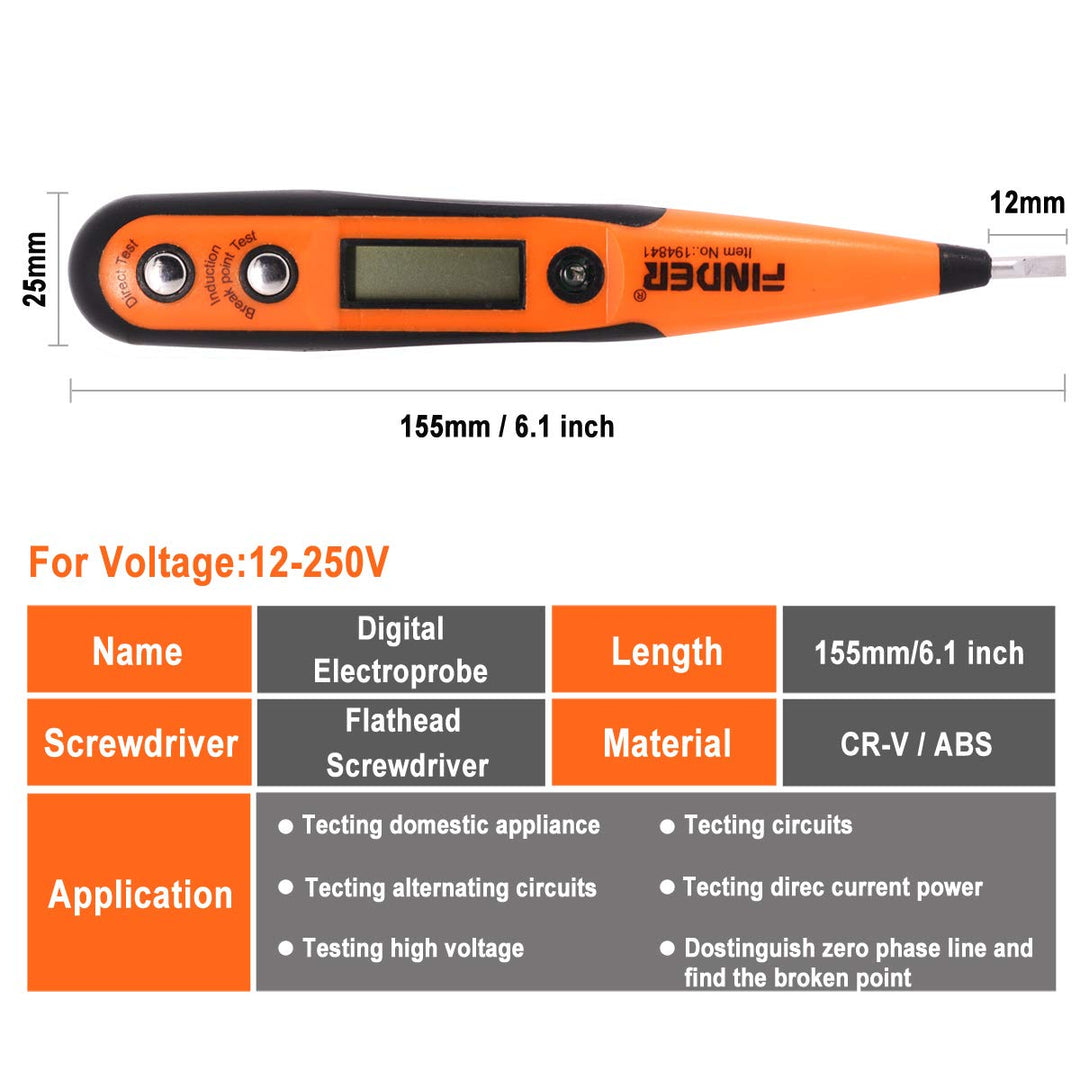Digital Voltage Tester Pen 12V-220V DC &amp; AC Voltage Detector Intelligent Induction Electroprobe for Home Appliance Repairing and Detection