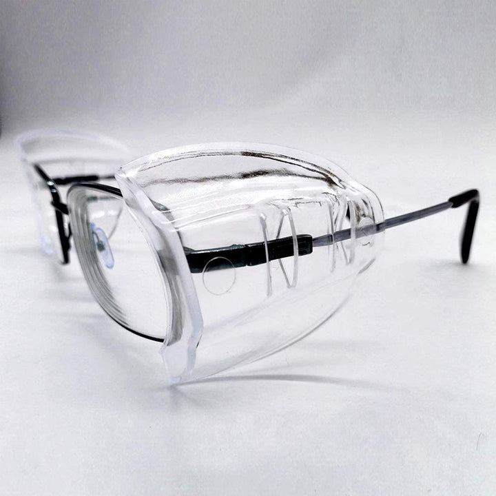 KMDJG 5 Pairs Safety Glasses Side Shields,Slip on Clear Side Shields,Fits Small to Medium Eyeglasses Frames(4 Pairs Clear and 1 Pair Transparent Black)