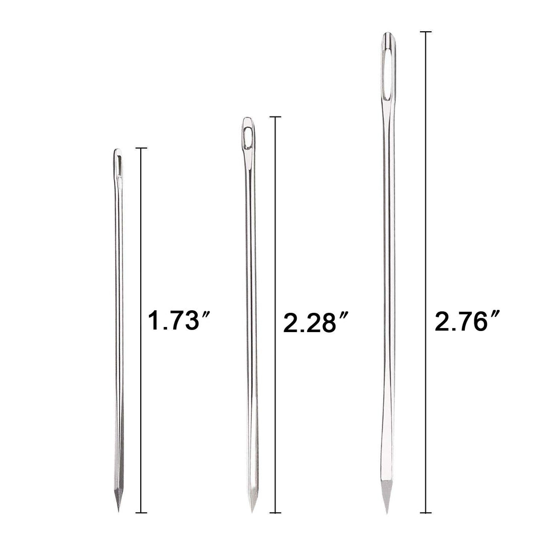 Professional Large-Eye Leather Stitching Needle with 3 Different Sizes for Leather Projects with Storage Container (9 Pieces)