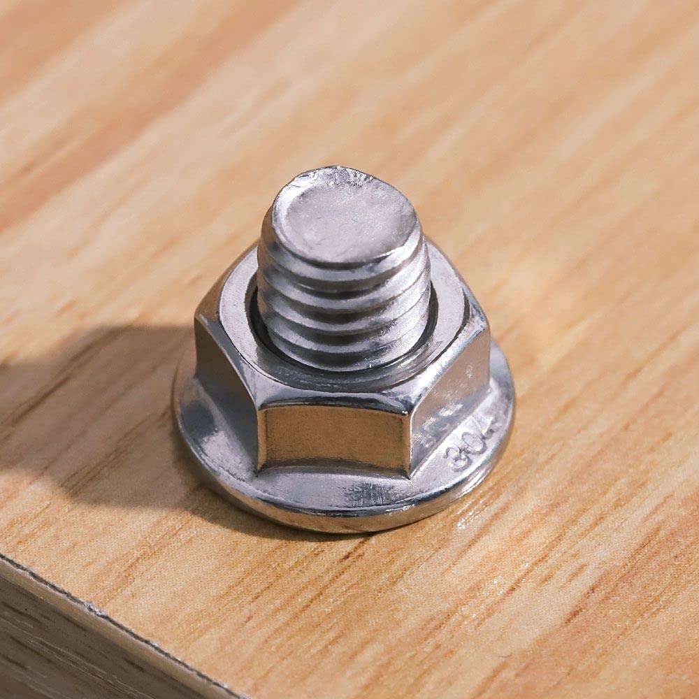 Glvaner M3-0.5 Thread Size (100 pcs) Stainless Steel Hex Flange Nuts Serrated Flange Hex Lock Nuts 304 Stainless Steel Full Thread
