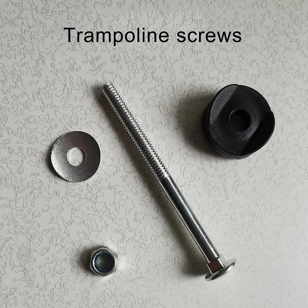 12pcs Trampoline Enclosure Pole Galvanized Steel Spacers Trampoline Screws, Jumping Bed Carriage Screw Nut Screw Square Head Trampoline Screws Peplacement Parts