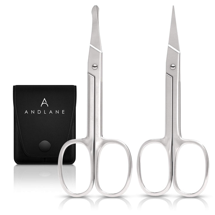 Facial Hair Scissors - Curved and Rounded - Eyebrow Scissors, Mustache, Nose Hair, Beard Trimming Scissors, Safety Use for Eyelashes and Ear Hair - Small Grooming Scissors for Women &amp; Men