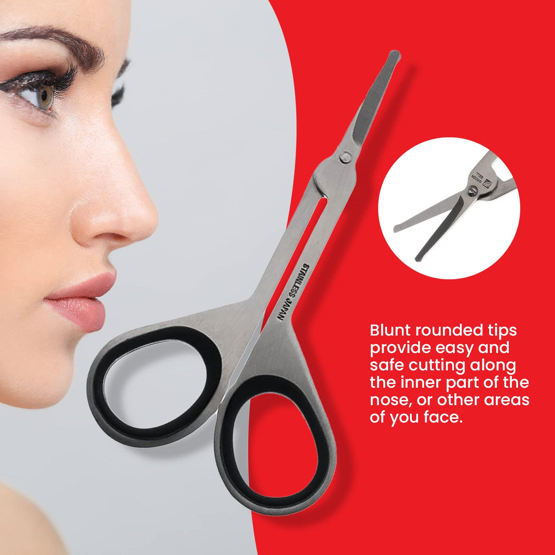 Seki Edge Stainless Steel Nostril Scissors (SS-908) - Safety Grooming Scissors with Round Blunt Tips for Trimming Nose Hair &amp; Other Facial Hair for Men &amp; Women - Made in Japan