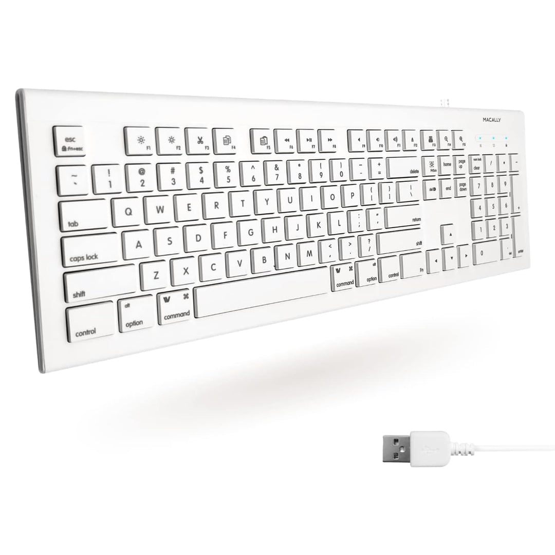 Macally Full Size USB Wired Keyboard for Mac and PC - P